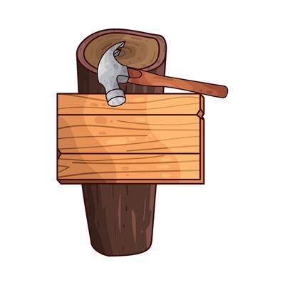 Illustration of wooden signboard