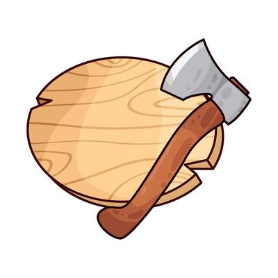 Illustration of wood and axe