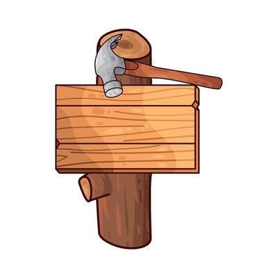 Illustration of wooden signboard