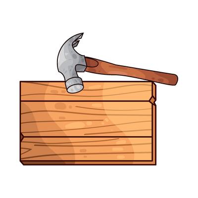 Illustration of wood and hammer