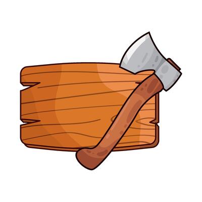 Illustration of wood and axe