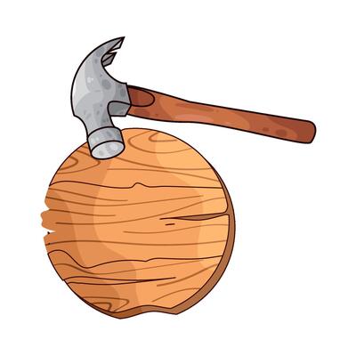 Illustration of wood and hammer
