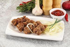 Beef kebab minced meat with onion photo