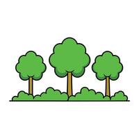 a cartoon drawing of trees and grass with a white background. vector