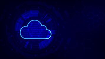 Digital hud sci fi technology cloud storage transfer data to server concept. Futuristic blue light background. vector
