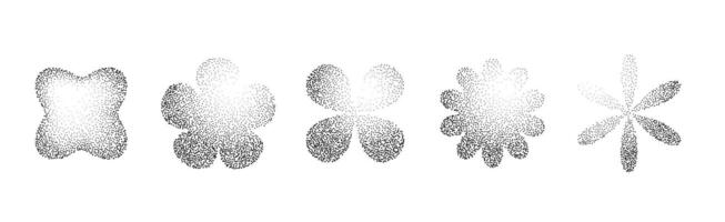 Noise gradient shape set isolated with grain texture. Black noise gradient Isolated. Halftone dotted round design elements. vector