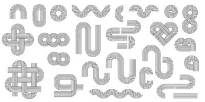 Geometric line arch and circle abstract shapes. Linear design element in Modern boho aesthetic stile vector