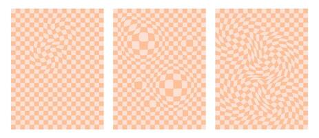 Retro Groove Distorted Grid. Hippie Fashion Textures. vector