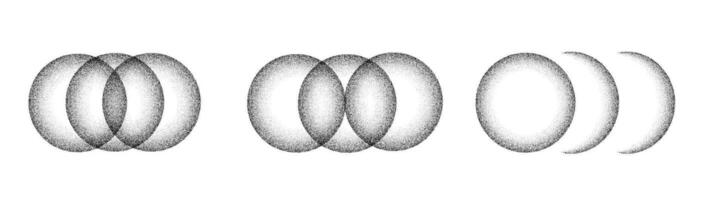 Noise gradient circles shape. Circle border grain gradient. Round dot work pattern. Grunge shape vector