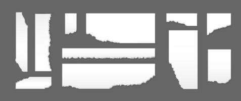 White torn paper realistic collection. vector