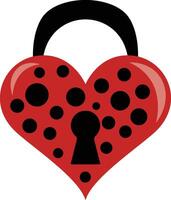 Red padlock of ladybug heart wings vector