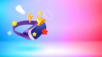 Virtual reality concept. 3d banner with copy space vector
