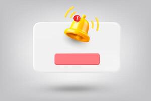 Interface window with notification bell. 3d illustration vector