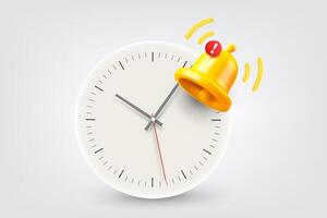 Circle clock with ringing bell. 3d illustration vector