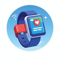 Smartwatch Notification Illustration for UI designer. Smartwatch online communication abstract concept. vector
