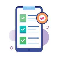 Completed sign for UI, Checkmark checklist icon ui illustration. application form with check marks vector