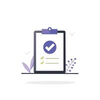 Completed sign for UI, Checkmark checklist icon ui illustration. application form with check marks vector