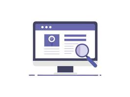 Online Web Search browser page on PC monitor. UI illustration Concept. Search engine research vector