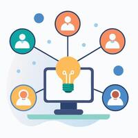 Virtual Team Brainstorming Session- Innovating Together in the Digital Workspace illustration vector