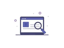 Online Web Search browser page on PC monitor. UI illustration Concept. Search engine research vector