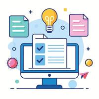 Virtual Team Brainstorming Session- Innovating Together in the Digital Workspace illustration vector