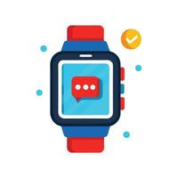 Smartwatch Notification Illustration for UI designer. Smartwatch online communication abstract concept. vector