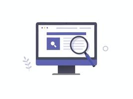 Online Web Search browser page on PC monitor. UI illustration Concept. Search engine research vector