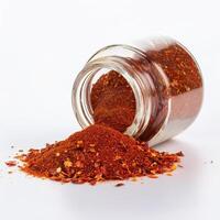 Generated image - closed-up photography of Smoked Paprika Spilled from a jar photo