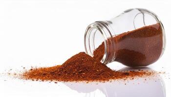 Generated image - closed-up photography of Smoked Paprika Spilled from a jar photo