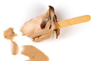 Chocolate ice cream on a stick melted photo