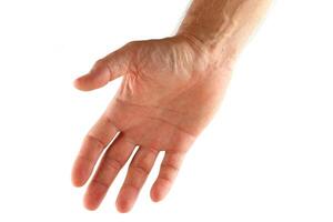 Opened palm of a man isolate photo
