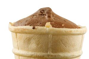 Cocoa ice cream in a waffle cup isolate photo
