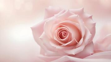 a pink rose is shown in front of a blurred background photo