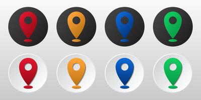 Collection of colorful location pins. Map pointer GPS location. Map pointer icon set. vector