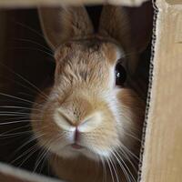 Adorable Animals Hiding and Peeking Out from Cardboard Boxes in Various Settings photo