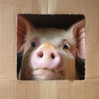 Adorable Animals Hiding and Peeking Out from Cardboard Boxes in Various Settings photo