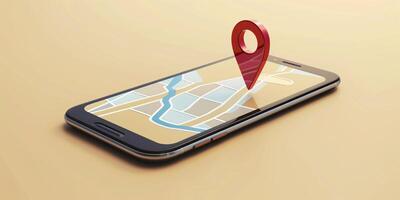 Modern Smartphone Navigation Concept on Digital Map with Real-Time GPS Tracking photo