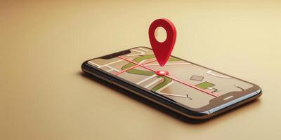 Modern Smartphone Navigation Concept on Digital Map with Real-Time GPS Tracking photo