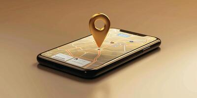 Modern Smartphone Navigation Concept on Digital Map with Real-Time GPS Tracking photo