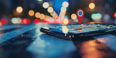Modern Smartphone Navigation Concept on Digital Map with Real-Time GPS Tracking photo