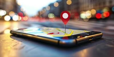 Modern Smartphone Navigation Concept on Digital Map with Real-Time GPS Tracking photo