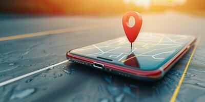 Modern Smartphone Navigation Concept on Digital Map with Real-Time GPS Tracking photo