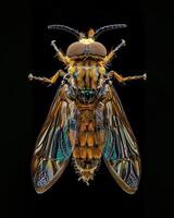 High-Resolution Close-Up Images of Various Insects on Black Background photo