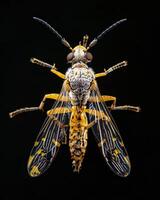 High-Resolution Close-Up Images of Various Insects on Black Background photo