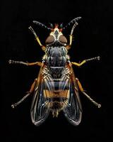 High-Resolution Close-Up Images of Various Insects on Black Background photo