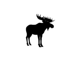 Silhouette of the Moose or Elk, largest and heaviest extant species of deer. Flat style, can use for Logo Gram, Emblem, Animal Illustration, Pictogram, or for Graphic Design Element vector