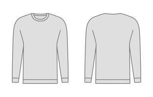 Simple long sleeve line templates. Front and back view vector