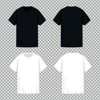 Blank white and black t shirts with short sleeves templates. Front and back view vector