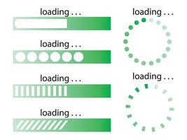 Loading bar set of horizontal and round icons vector
