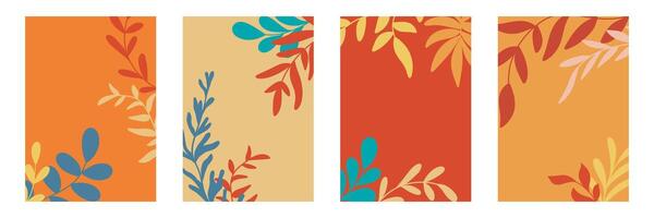 Set of Fall, Thanksgiving day backgrounds with autumn leaves vector